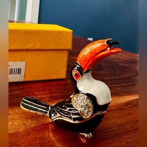Enameled & Jeweled Toucan Trinket Box- New in Box